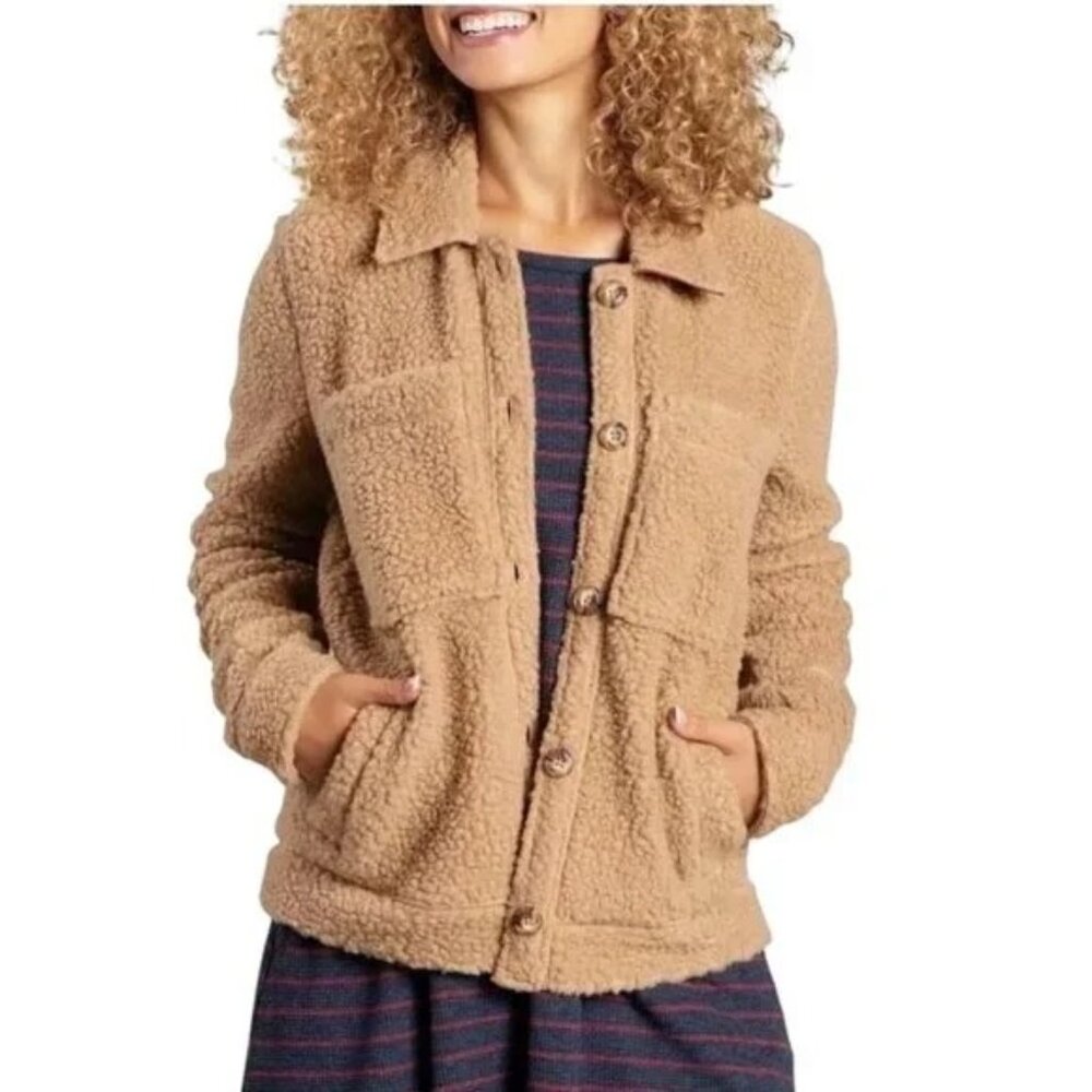 Toad&Co Sespe Sherpa Shirt Jacket L Camel Wool Neutral